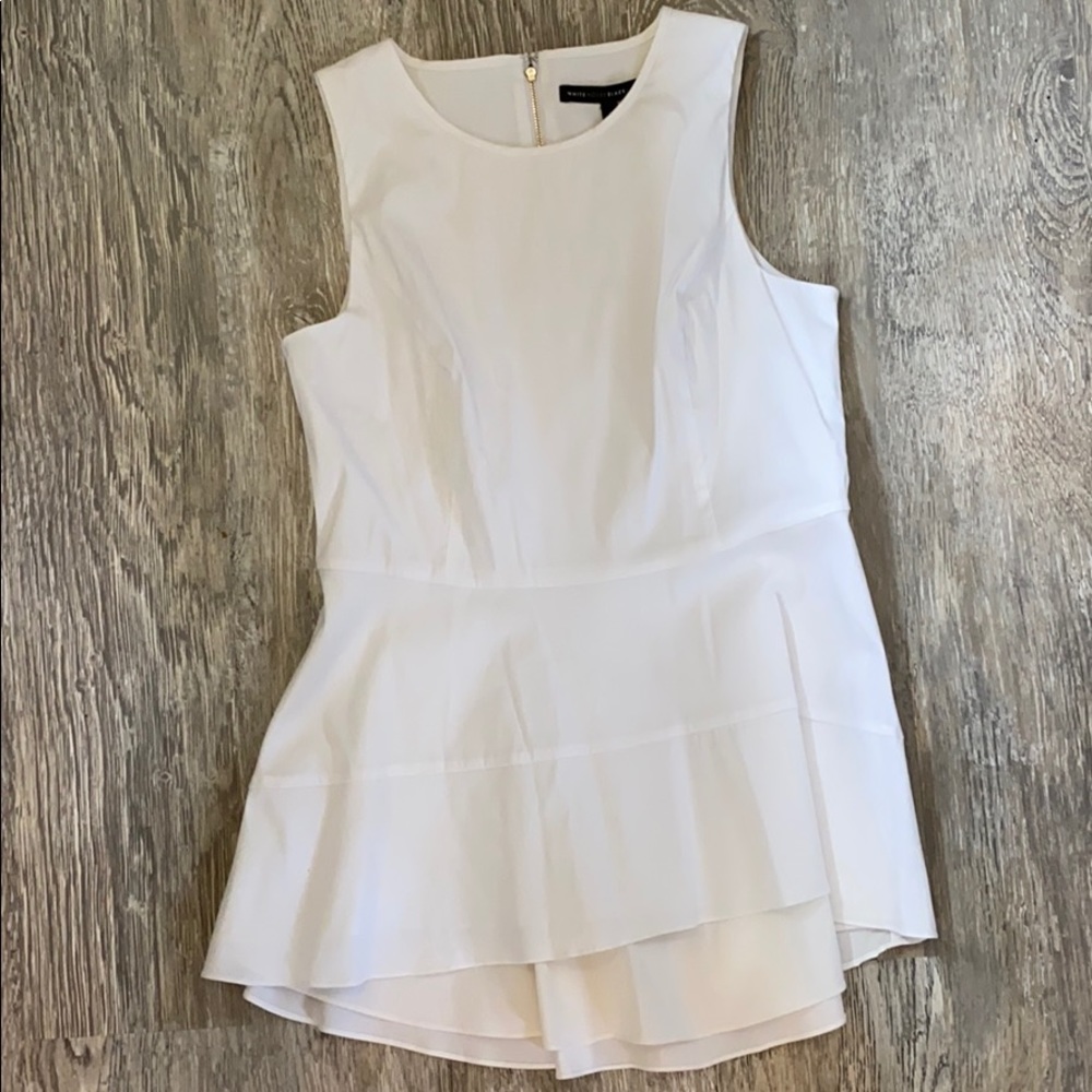 WHBM White Deliah Peplum Blouse Sz 6 NEW!